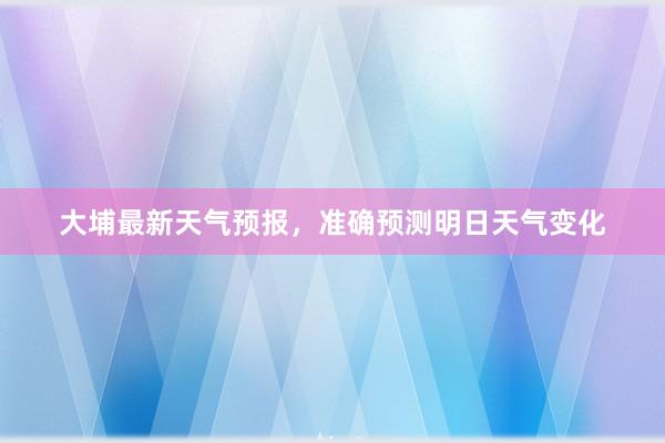 大埔最新天气预报，准确预测明日天气变化